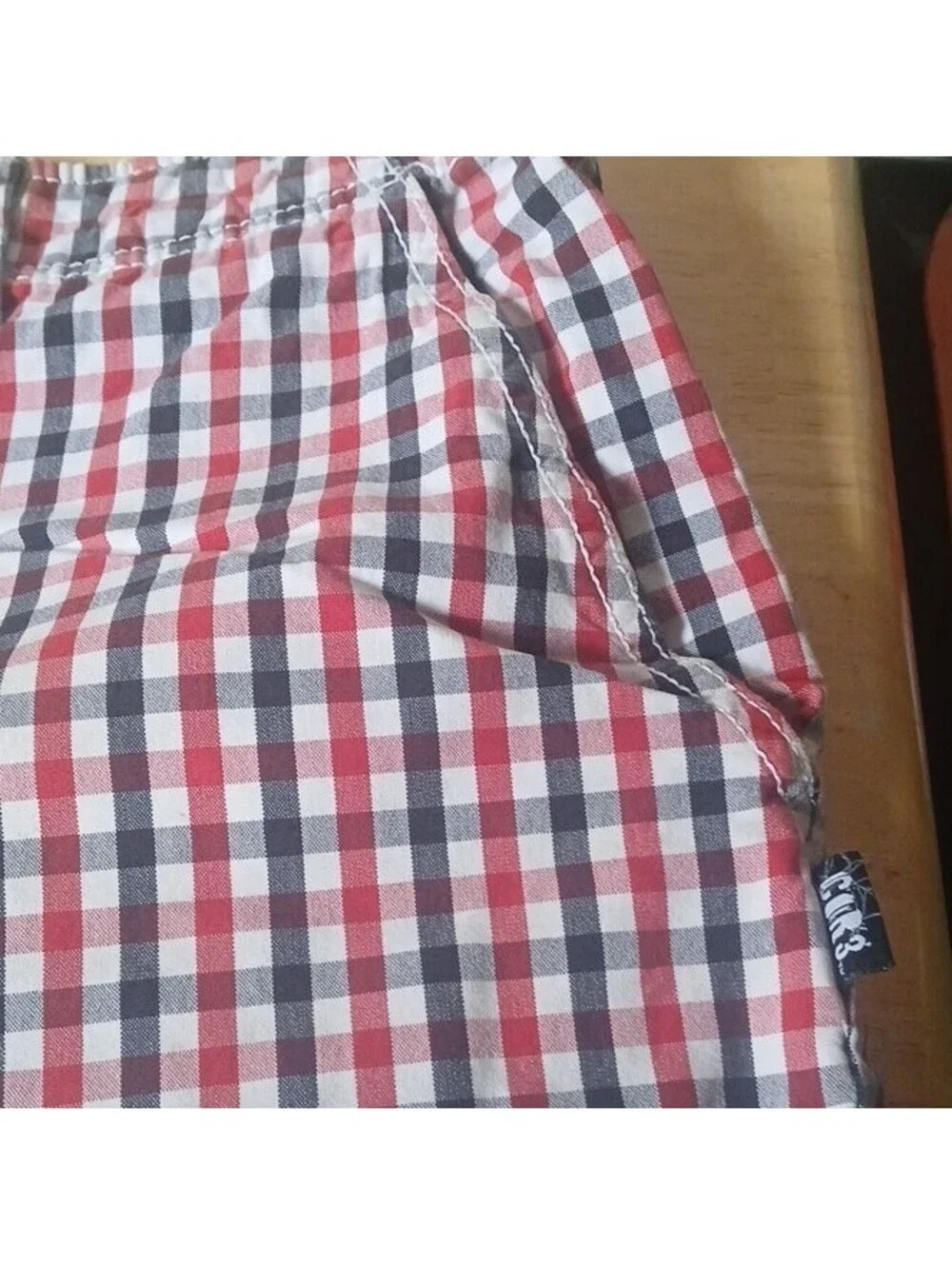 COR3 Men's Cotton Chino Shorts Red/White/Blue Check Flat Front Pockets